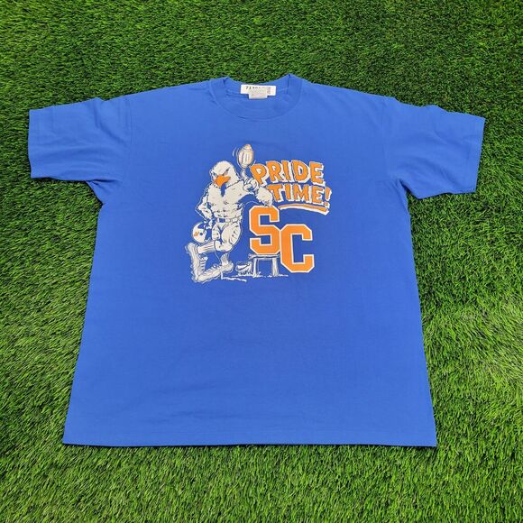 Vintage 80s Hanes Shirt XL 24x28 Blue Eagle Football USA - Picture 1 of 12